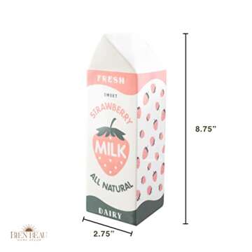 Retro Strawberry Milk Carton vase –Vintage Inspired Kawaii Ceramic vase -Pink Strawberry Flower vase -Cute Accent Decor for Your Home Kitchen Office