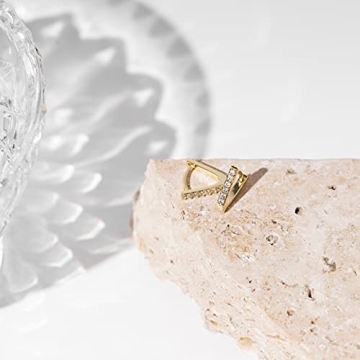 PAVOI 14K Gold Plated V-Shaped Huggie Earrings