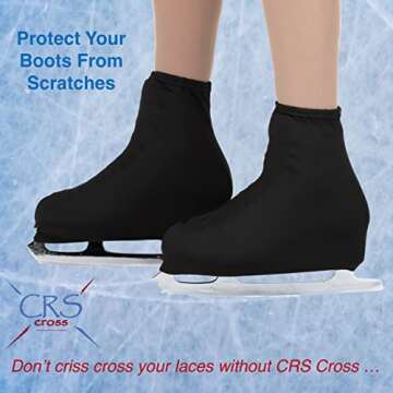 CRS Cross Skating Boot Covers Lycra Ice Skate Covers. Performance Ready Protection for Figure Skates, Ice Skating, Roller Skates.(Black, Adult)