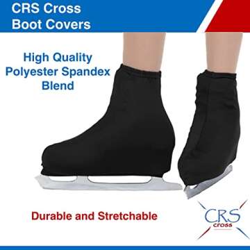 CRS Cross Skating Boot Covers Lycra Ice Skate Covers. Performance Ready Protection for Figure Skates, Ice Skating, Roller Skates.(Black, Adult)