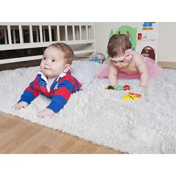 HOMORE Cream Rug for Living Room 5x8 Fluffy Area Rug Modern Shag Rugs for Bedroom, Super Soft and Comfy Carpet, Cute Carpets for Kids Nursery Boys Girls Room Decor, Ivory