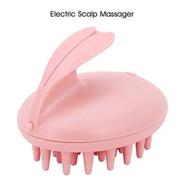 Electric Scalp Massager for Hair Growth, Electric Cute Rabbit Head Massager Shampoo Massage Comb Scalp Massager Vibrating Brush (Pink)