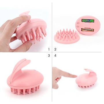 Electric Scalp Massager for Hair Growth, Electric Cute Rabbit Head Massager Shampoo Massage Comb Scalp Massager Vibrating Brush (Pink)