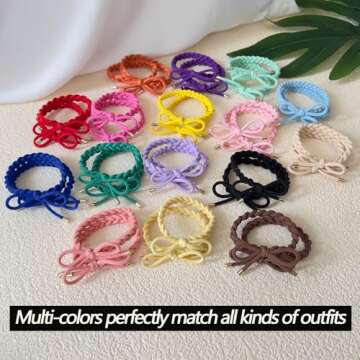 KOVOLITU 28 PCS Colorful Braided Hair Ties with Bow for Women Girls