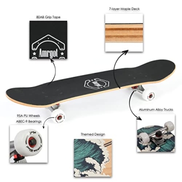 Amrgot Skateboards for Beginners and Enthusiasts, Perfect Gift!