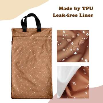 Mama Koala Reusable Hanging Wet Dry Bags for Baby Items, Cloth Diapers, Swimsuits, Travel, Gym Clothes, Beach, Pump Parts, Toiletries, Two Zippered Pockets, 2 Pack (W004L)