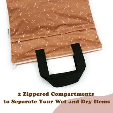 Mama Koala Reusable Hanging Wet Dry Bags for Baby Items, Cloth Diapers, Swimsuits, Travel, Gym Clothes, Beach, Pump Parts, Toiletries, Two Zippered Pockets, 2 Pack (W004L)