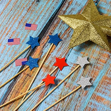 Glitter Star Cupcake Toppers for 4th of July Party