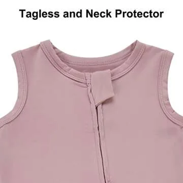 Baby Sleeveless Romper Zipper Toddler Summer Jumpsuit Rayon Outfits Infant Footless Pajamas(Ivory & Purplepink, 0-3m)