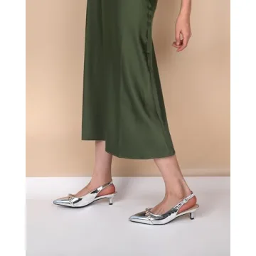 AUMOTED Women Slingback Kitten Pumps for Elegance