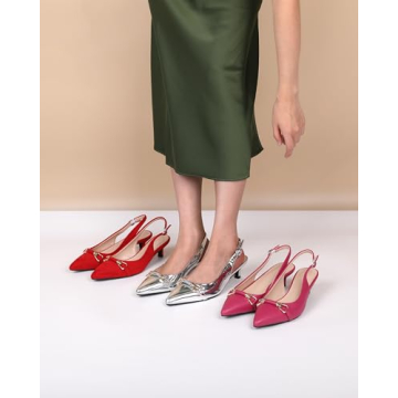 AUMOTED Women Slingback Kitten Pumps for Elegance