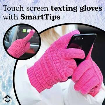 Funky Junque Winter Gloves Women Cold Weather Touch Screen Knit Matching Lined Warm Fleece Lined Tou...