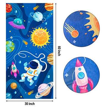 R HORSE Outer Space Beach Towel for Kid, 30 x 60 inch Microfiber Absorbent Beach Pool Towel Quick Dr...