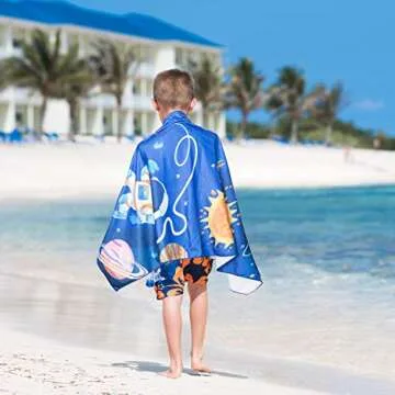 R HORSE Outer Space Beach Towel for Kids - Quick Dry & Fun
