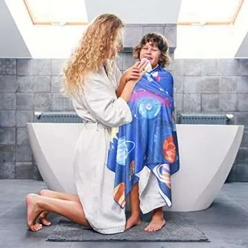 R HORSE Outer Space Beach Towel for Kids - Quick Dry & Fun