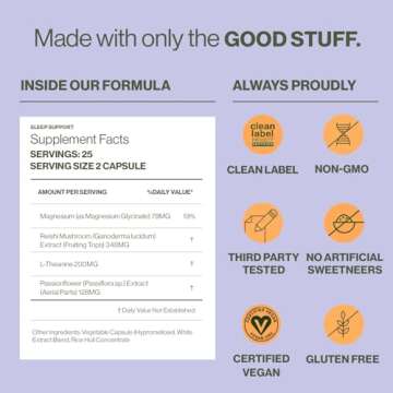 Hilma Sleep Aid Formulated with Magnesium & L-Theanine, Natural Sleep Aids for Adults to Help You Fall Asleep and Stay Asleep Melatonin-Free, Non-Drowsy Next Day Formula, 50 Vegan Capsules