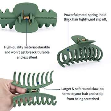 Big Hair Clips for Women Girls 4.34in 8Pack Strong Hold Large Hair Claw Clips for Thick Hair With Small Hair Clips,Nonslip Jumbo Claw Hair Clips Barrettes for Thick Long Hair Accessories Gift…