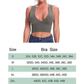 Venbond Women's Sexy Sleeveless Seamless Crop Top Deep Plunge V Neck Ribbed Tank Top with Removable ...