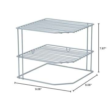 Kitchen Details Corner Shelf Organizer | Cabinet & Countertop Storage | Plates | Cups | Bowls | Grey