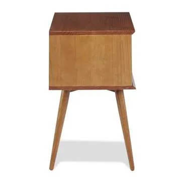 Mid Century Modern One Drawer Nightstand/Constructed of Solid Wood/Castanho Finish
