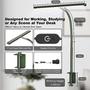 Airlonv LED Desk Lamp with Eye-Caring Light and Clamp