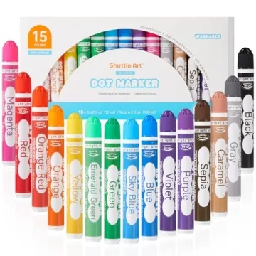 Shuttle Art Dot Markers - 15 Colors, Washable, Non-Toxic Art Supplies for Toddlers