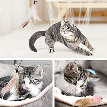SONGWAY Interactive Cat Feather Toys Set - 7 Pcs Play Kit