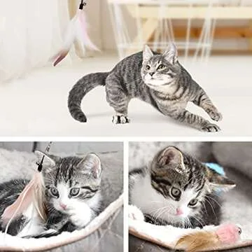 SONGWAY Interactive Cat Feather Toys Set - 7 Pcs Play Kit