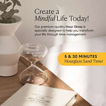 Intelligent Change Mindful Focus 5-Minute Hourglass Sand Timer, Desk Timer for Productivity and Time...
