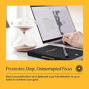 Intelligent Change Mindful Focus 5-Minute Hourglass Sand Timer, Desk Timer for Productivity and Time Management, Minimalist Hourglass Timer, Decorative Gifts, 3.3 (L) x 2.9 (W) inches