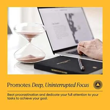 Intelligent Change Mindful Focus 5-Minute Hourglass Sand Timer, Desk Timer for Productivity and Time Management, Minimalist Hourglass Timer, Decorative Gifts, 3.3 (L) x 2.9 (W) inches
