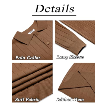 Men's Polo Sweater - Casual Knit Long Sleeve Pullover