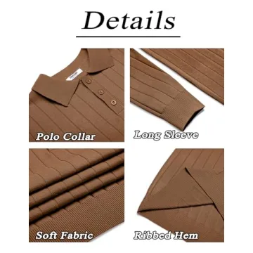Men's Polo Sweater - Casual Knit Long Sleeve Pullover