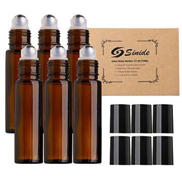 10ml Essential Oil Roll on Bottles - 6 Pack Amber Glass