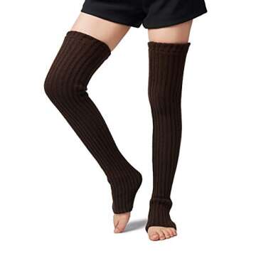 Leotruny Women's Winter Over Knee High Footless Knit Leg Warmers