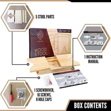 Sturdy Wooden Step Stool for Adults & Kids - Easy to Assemble