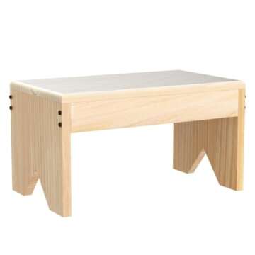 Sturdy Wooden Step Stool for Adults & Kids - Easy to Assemble