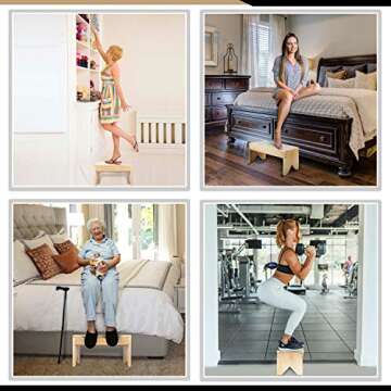 Sturdy Wooden Step Stool for Adults & Kids - Easy to Assemble