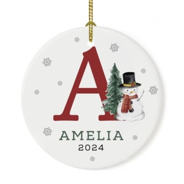 2024 Personalized Snowman Ornament - Custom Initial Christmas Gift
