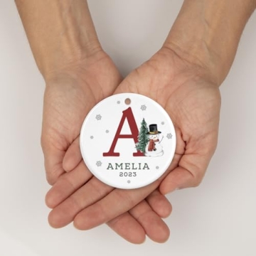 2024 Custom Initial Snowman Christmas Ornament Personalized Gift