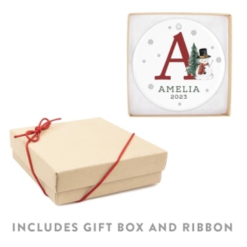 2024 Custom Initial Snowman Christmas Ornament Personalized Gift