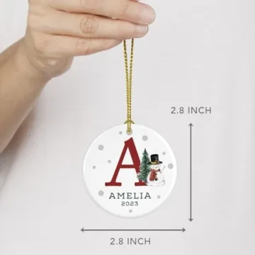 2024 Custom Initial Snowman Christmas Ornament Personalized Gift