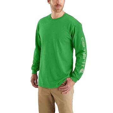 Carhartt Men's Loose Fit Heavyweight Long Sleeve Graphic T-Shirt - Olive Green Heather