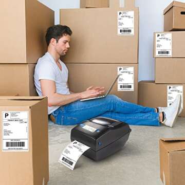 Fanfold 4 x 6 Direct Thermal Shipping Labels with Perforations, 1000 Labels, Permanent Adhesive, Whi...