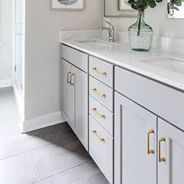 Goo-Ki Brushed Brass Zinc Alloy Cabinet Handles - 7.56''(192mm) Hole Center Affordable Luxury Cabinet Pull Hardware for Bedroom, Kitchen, 10 Pack