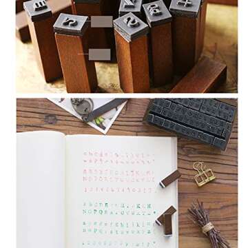 70 Pcs Alphabet Stamps Multipurpose Number Alphabet Letter Wood Rubber Stamps Set with Vintage Wooden Box for Card Making Painting Teaching