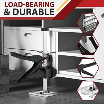 Labor Saving Handle 2 Pack,12 in Construction Jack,Multifunctional Furniture Lifter Jacks for Installing Cabinets and Wall Tile Height Adjuster Handheld Tool, Load 440LBS