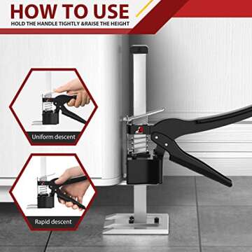 Labor Saving Handle 2 Pack,12 in Construction Jack,Multifunctional Furniture Lifter Jacks for Installing Cabinets and Wall Tile Height Adjuster Handheld Tool, Load 440LBS