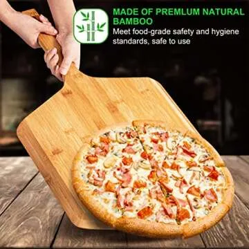 Pizza Peel 16 Inch, Natural Bamboo Pizza Peel Pizza Paddle Spatula Oven Accessory for Large Wood Pizza Board For Transferring & Serving, Wood Pizza Cutting Board for Cheese Bread Fruit Vegetables