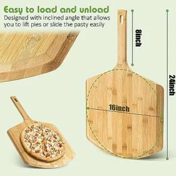 Pizza Peel 16 Inch, Natural Bamboo Pizza Peel Pizza Paddle Spatula Oven Accessory for Large Wood Pizza Board For Transferring & Serving, Wood Pizza Cutting Board for Cheese Bread Fruit Vegetables